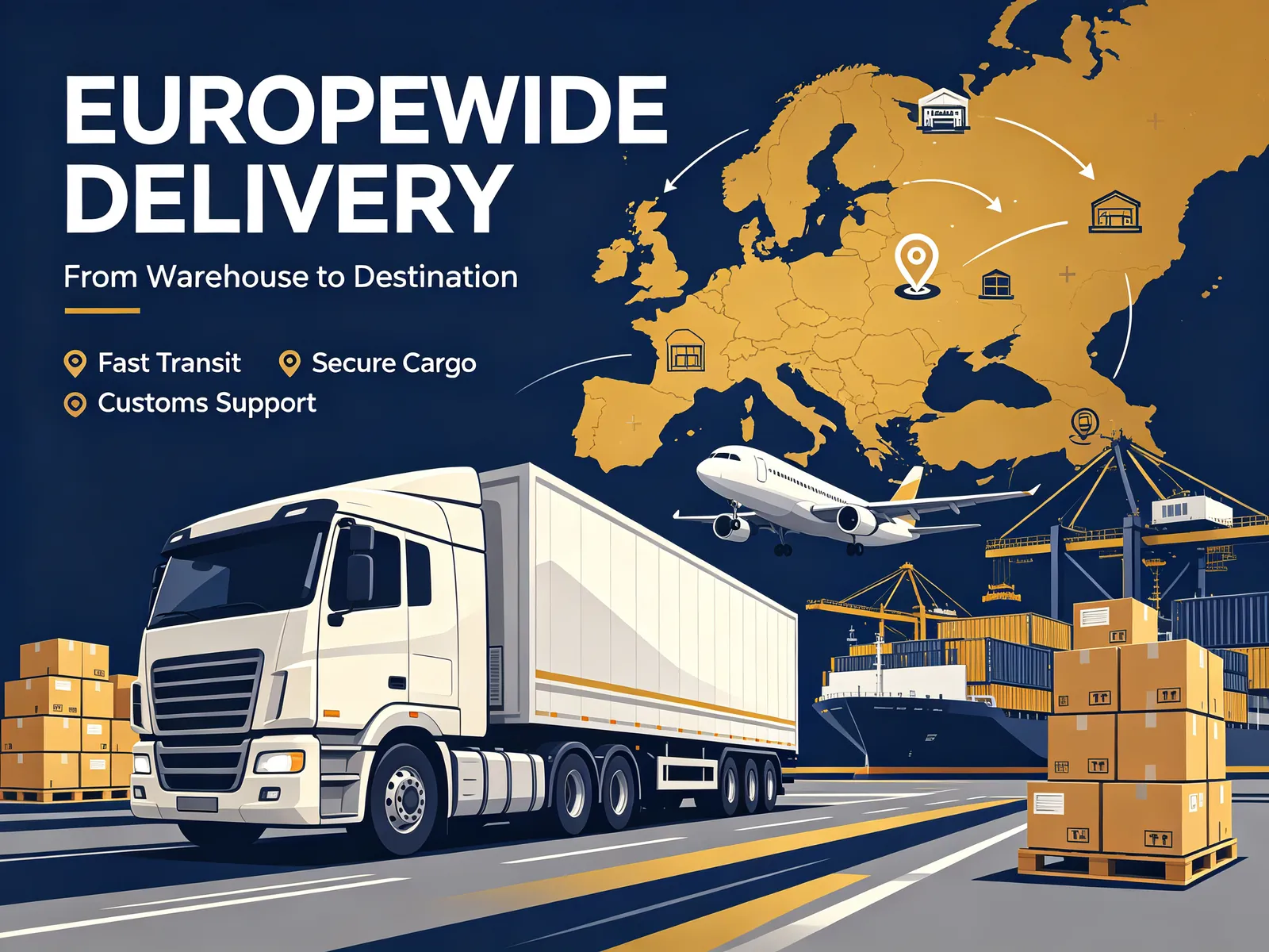 Europe-wide freight delivery by road, air and sea