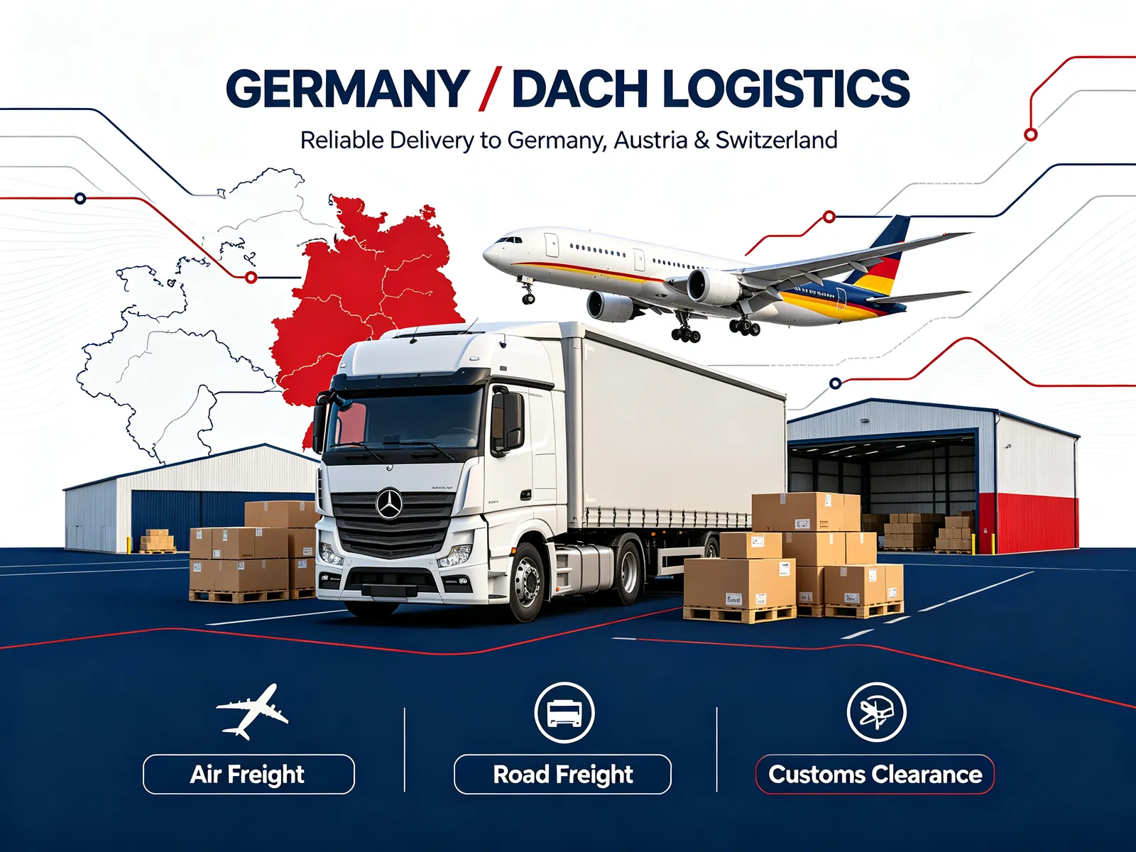 Germany, Austria and Switzerland logistics with air and road freight