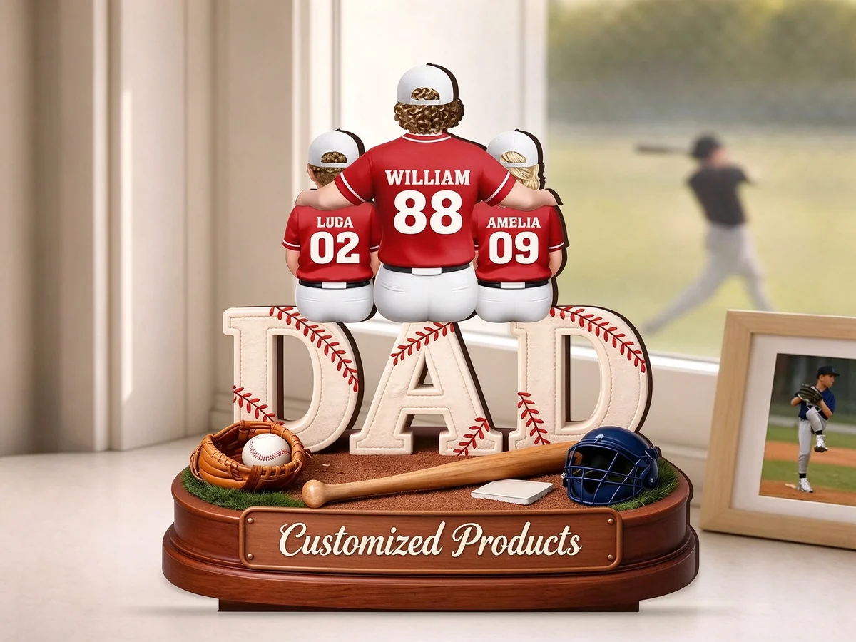 Personalized baseball-themed keepsake with custom names and numbers