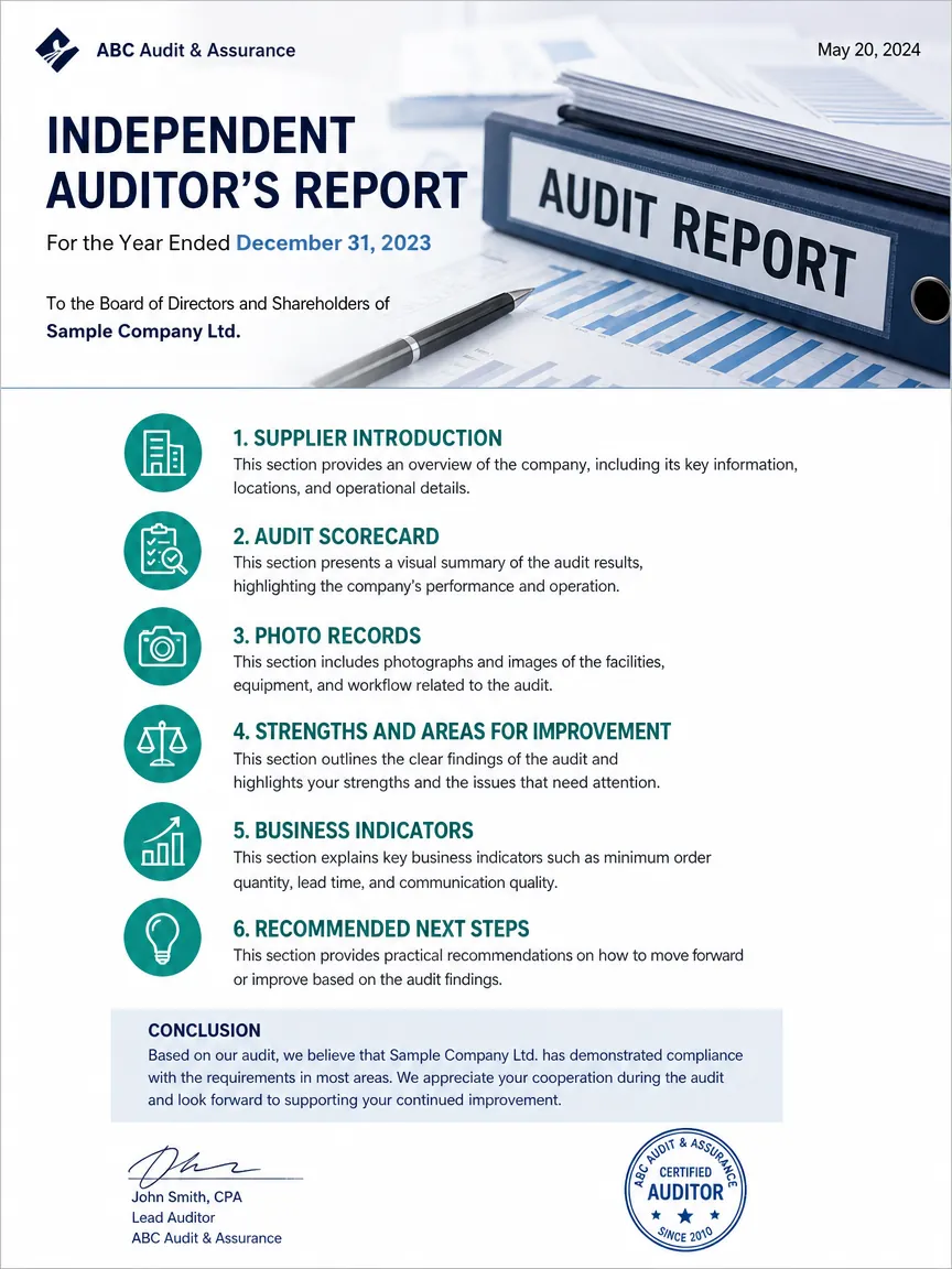 Sample independent factory audit report