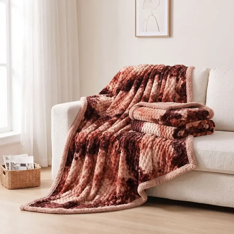 Rust Red Tie-Dye Faux Fur Throw Blanket