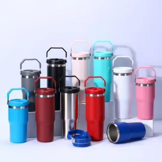 30 oz Tumbler with Flip Handle and Straw