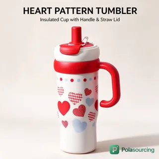 900 ml Insulated Tumbler with Handle and Straw Lid