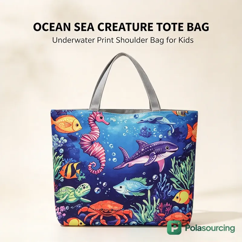 All-Over Print Polyester Beach Tote Bag