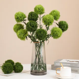 Artificial Green Dianthus Ball Stem