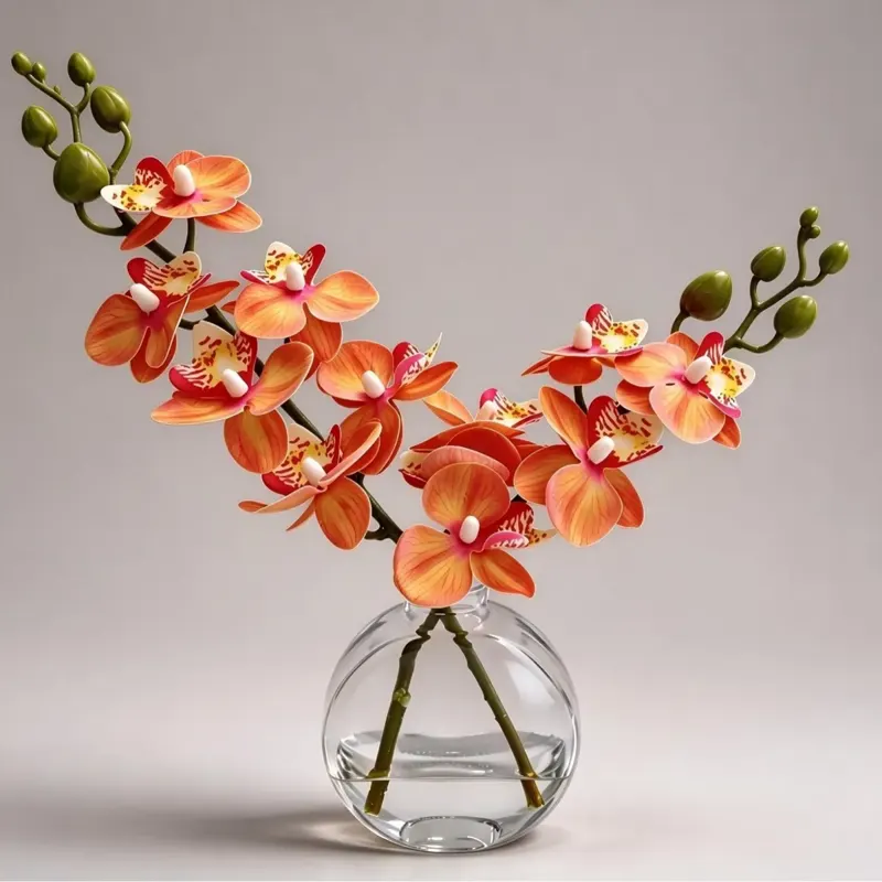 Artificial Phalaenopsis Orchid in Glass Vase