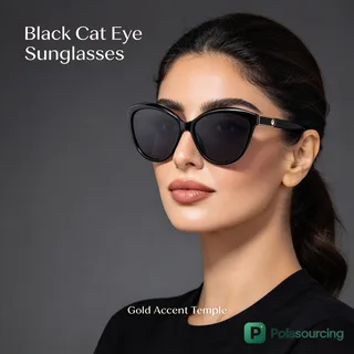 Cat-Eye Polarized Sunglasses with Metal Accent