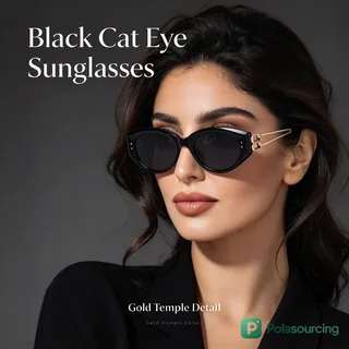 Cat-Eye Polarized Sunglasses with Metal Temples
