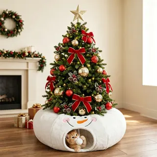 Christmas Cat Tunnel Bed for Under the Tree