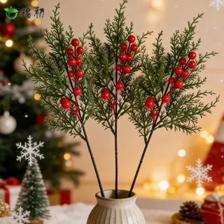 Christmas Cypress Stems with Red Berries