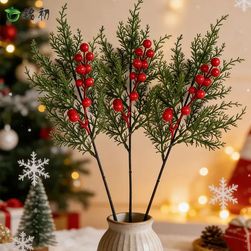 Christmas Cypress Stems with Red Berries