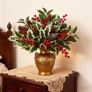 Christmas Red Berry and Pine Cone Picks