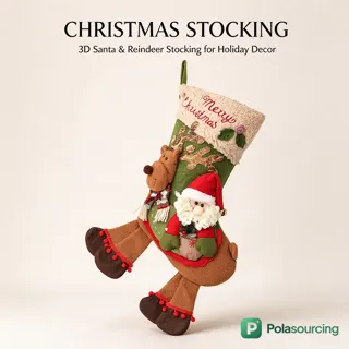 Christmas Stockings with 3D Santa and Reindeer