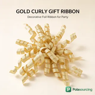 Curly Ribbon Gift Bows, Champagne Gold