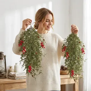 Artificial Red Berry and Pine Hanging Spray