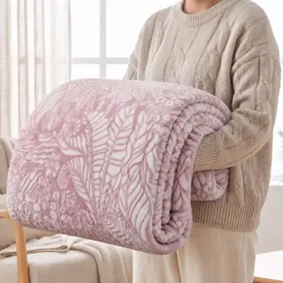 Pink Botanical Pattern Flannel Blanket