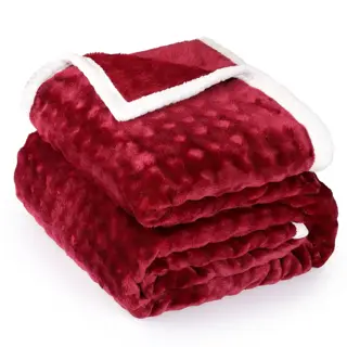 Wine Red Bubble Fleece Sherpa Throw Blanket