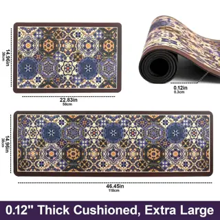 Blue Moroccan Tile Kitchen Mat Set