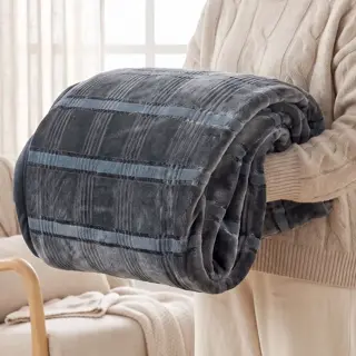 Grey Striped Flannel Fleece Blanket