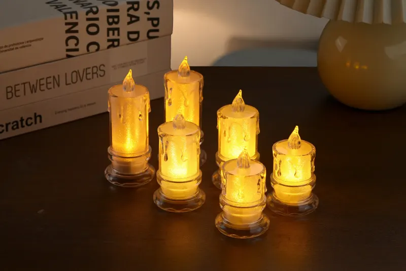 LED Flameless Drip Candles with Clear Holders
