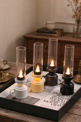 Vintage Glass Chimney LED Candle Lamps