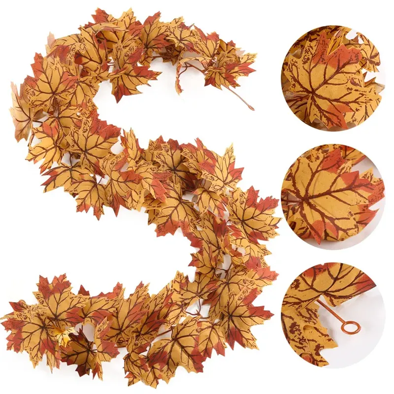 Artificial Orange Maple Leaf Garland