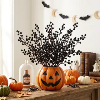 Black Artificial Berry Picks for Halloween