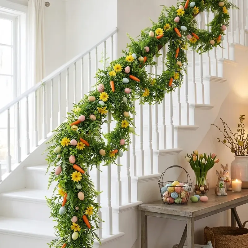 Easter Staircase Garland with Eggs and Carrots