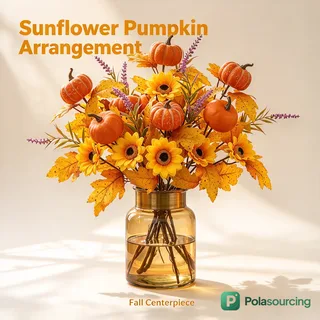 Autumn Sunflower and Pumpkin Floral Arrangement