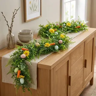 Easter Fern Table Garland with Carrots