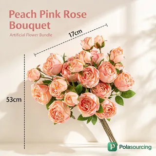 53 cm Peach Artificial Rose Bouquet
