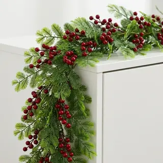 Artificial Pine Garland with Red Berries