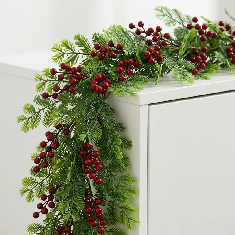 Artificial Pine Garland with Red Berries