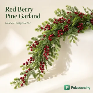 Artificial Pine Garland with Red Berries