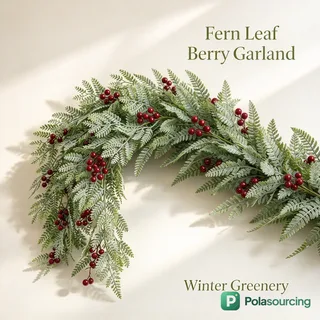 Frosted Artificial Cedar Garland with Red Berries