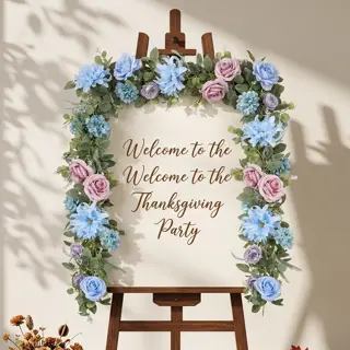 Blue and Lilac Rose Floral Garland