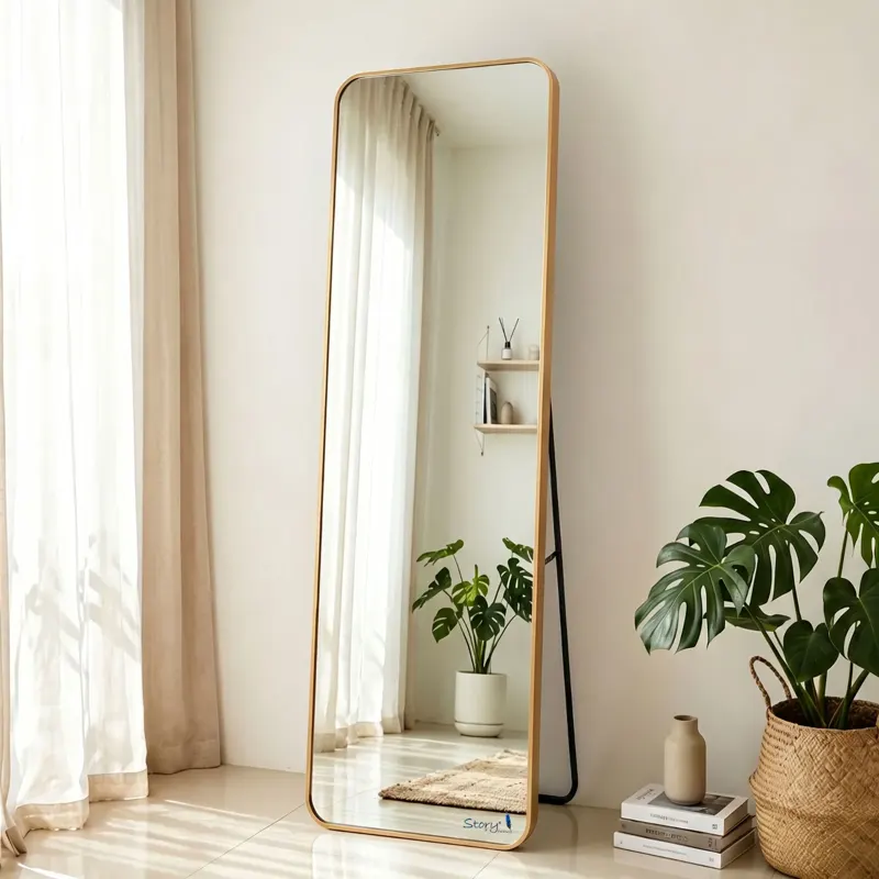 Gold Frame Full-Length Floor Mirror