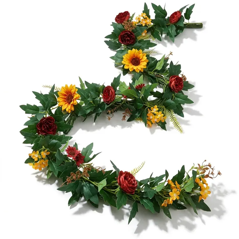 Sunflower and Red Rose Flower Garland