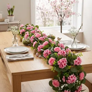 Pink Geranium Table Runner Garland