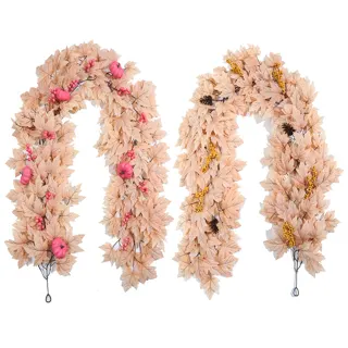 Dense Peach Maple Leaf Garland, 2 m