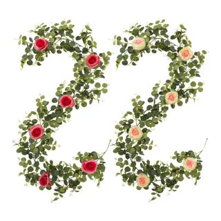 Dense Rose and Eucalyptus Garland, 1.85 m