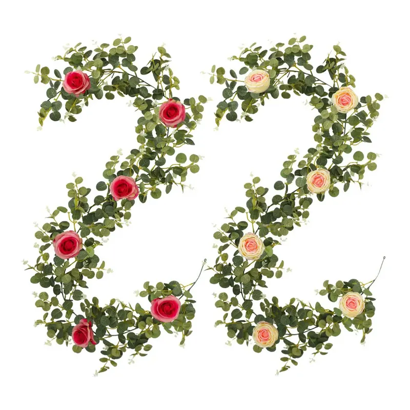 Dense Rose and Eucalyptus Garland, 1.85 m