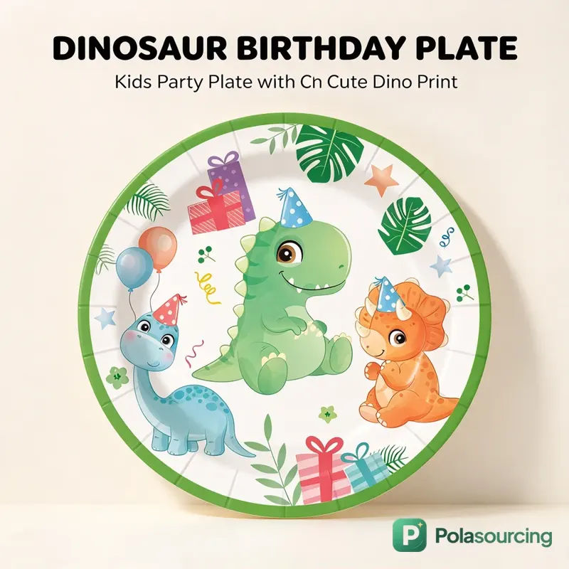 Dinosaur Birthday Party Tableware Set with Banner