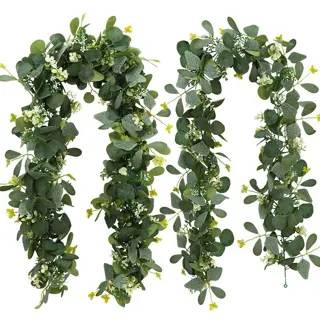 Eucalyptus Garland with Fabric Butterflies, 1.8 m