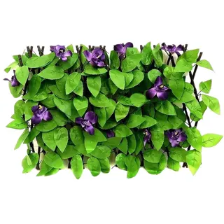 Expandable Trellis Fence with Artificial Leaves