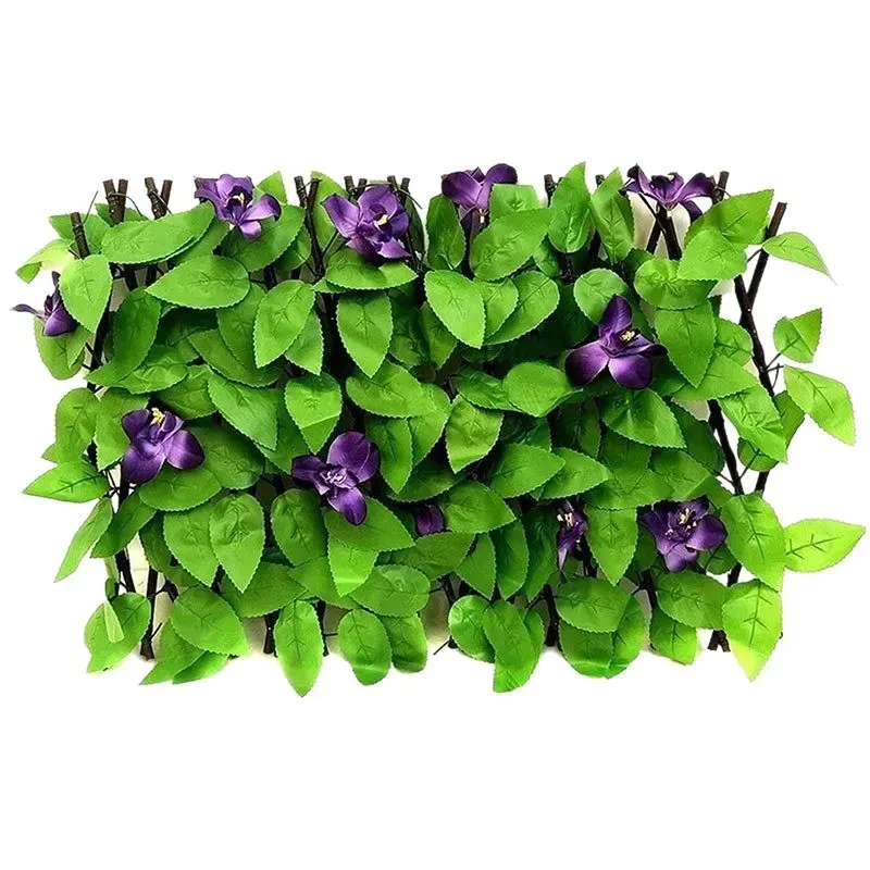 Expandable Trellis Fence with Artificial Leaves