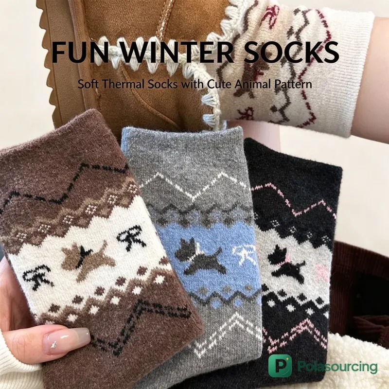 Fair Isle Puppy Wool-Blend Socks
