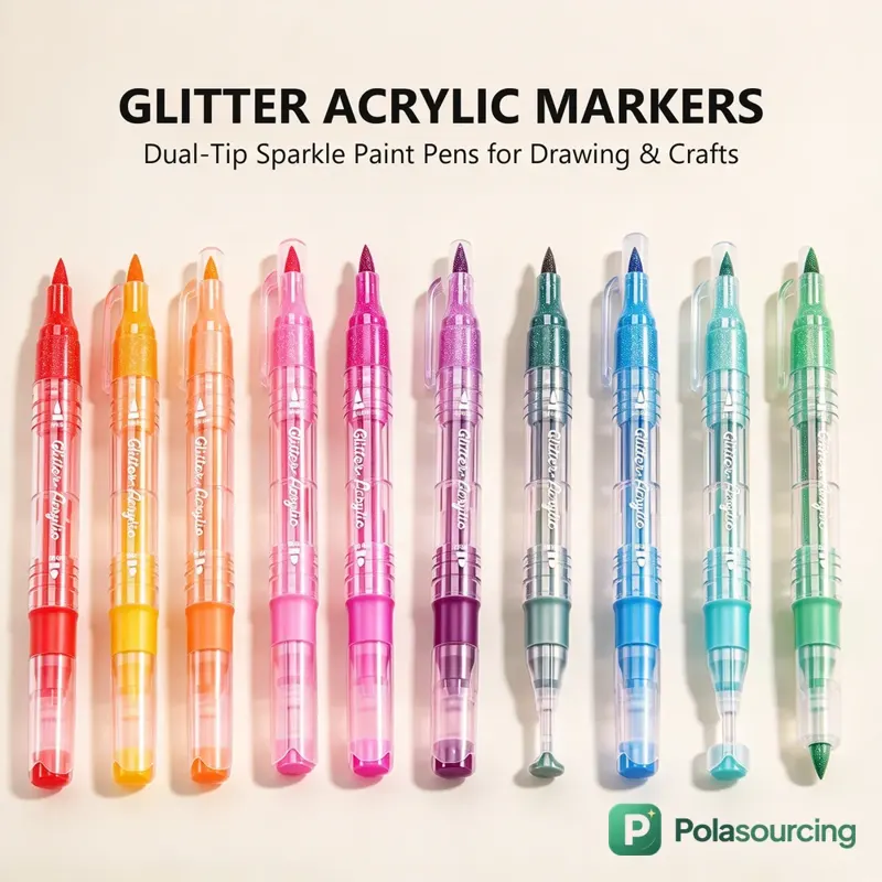 Glitter Acrylic Marker Set in Carry Case
