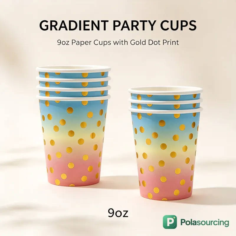 Gold Foil Polka Dot Paper Plates and Tableware Set
