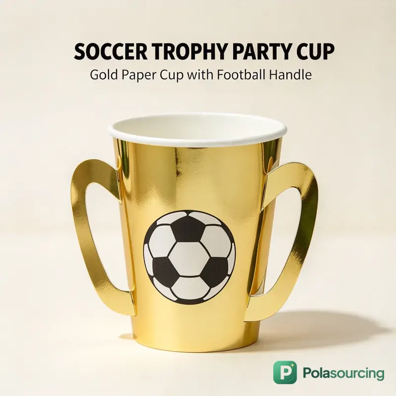 Gold Trophy Soccer Party Cups